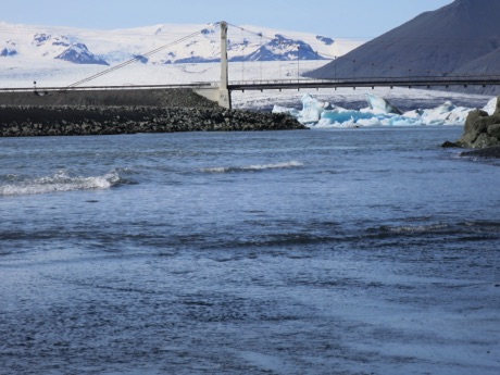 glacier feeding the ice and water at Black Beach